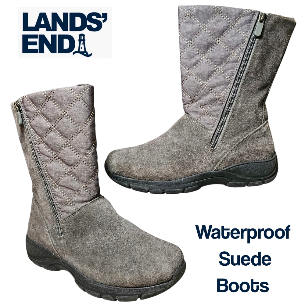 Lands' End Charcoal Suede Winter Boots